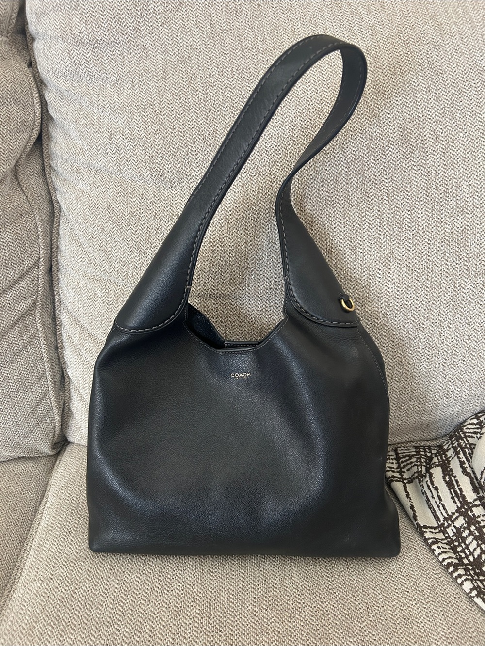 Coach Black Leather Shoulder Hobo Bag